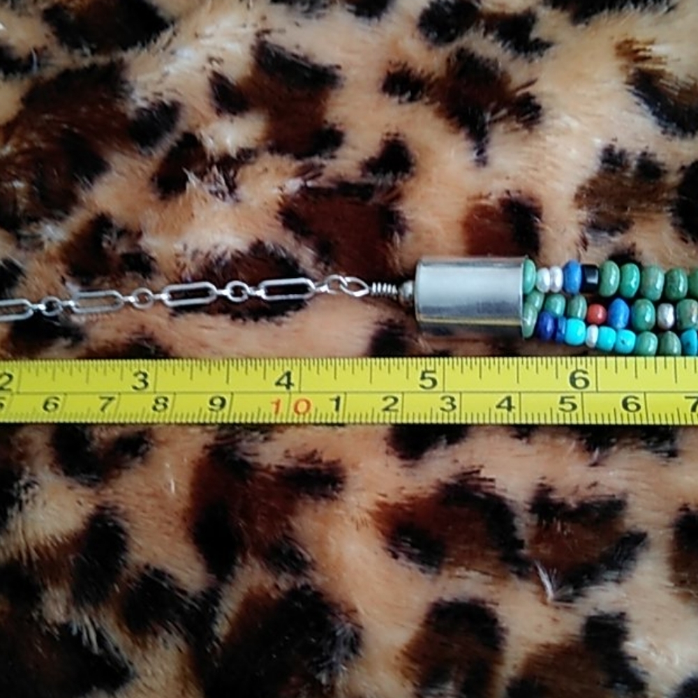 VINTAGE INLAID TURQUOISE PENDENT AND 3 STRAND TORS - Picture 10 of 11